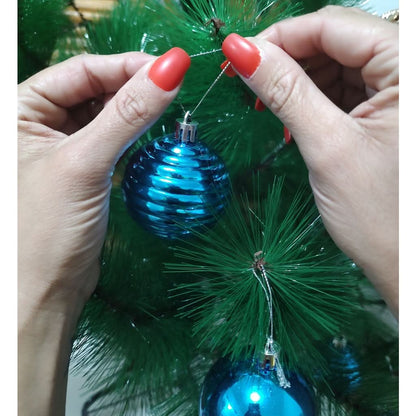 Kit 20 Bolas De Natal Azul Grande Decoração 6cm Brilho