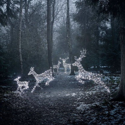 Conjunto Natalino de 5 Renas Iluminadas com LED em Dois Cores