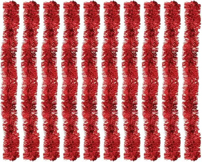 Kit 10 Festão Metalizado 7 Fitas 5cm X 2 Metros Decoração Natalina Enfeite Natal Festa (Vermelho)