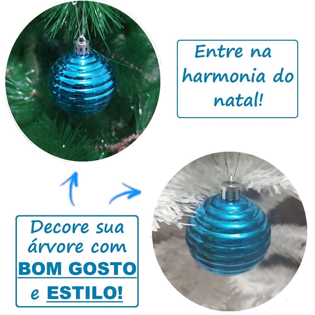 Kit 20 Bolas De Natal Azul Grande Decoração 6cm Brilho