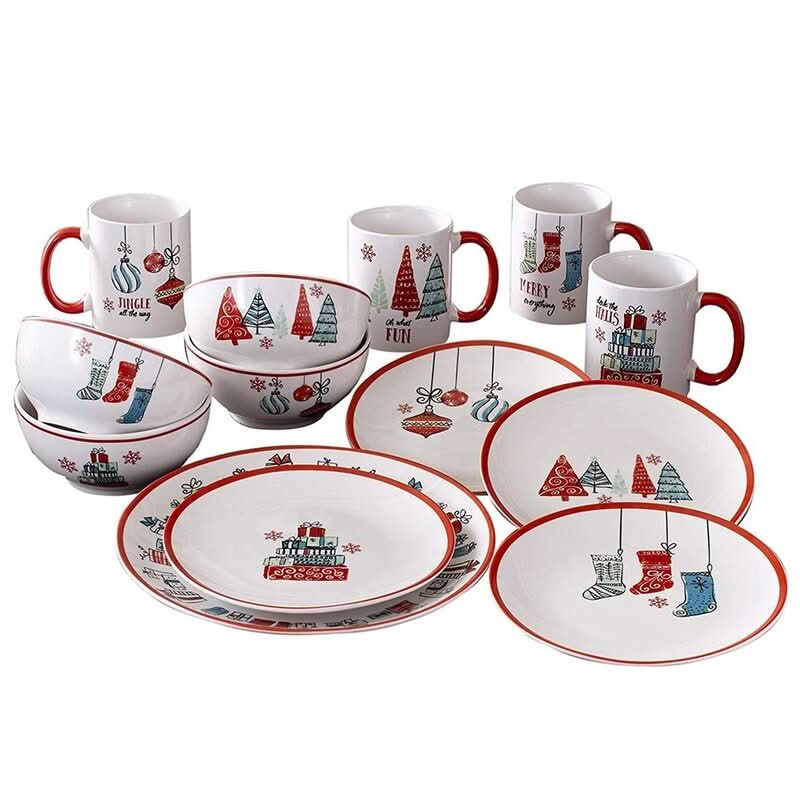 Conjunto de Porcelana Espírito Natalino com 16 Peças - Serviço para 04 Pessoas 