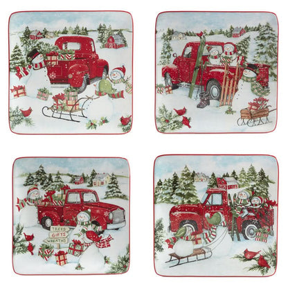 Conjunto Louças porcelana Estampa de Natal 16 peças - Serviço para 04 Pessoas 