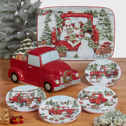 Conjunto Louças porcelana Estampa de Natal 16 peças - Serviço para 04 Pessoas 