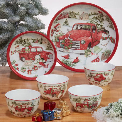 Conjunto Louças porcelana Estampa de Natal 16 peças - Serviço para 04 Pessoas 