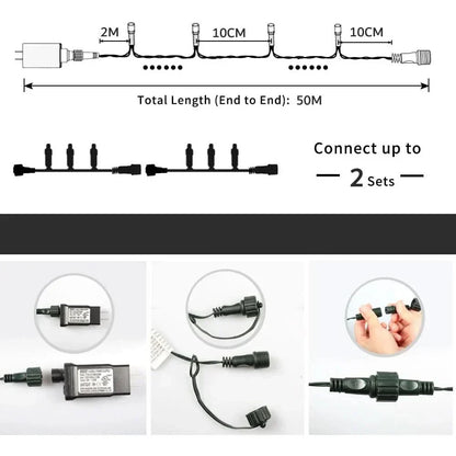 Luzes de Fadas Natalinas IP65 - Encanto e Magia em 50m