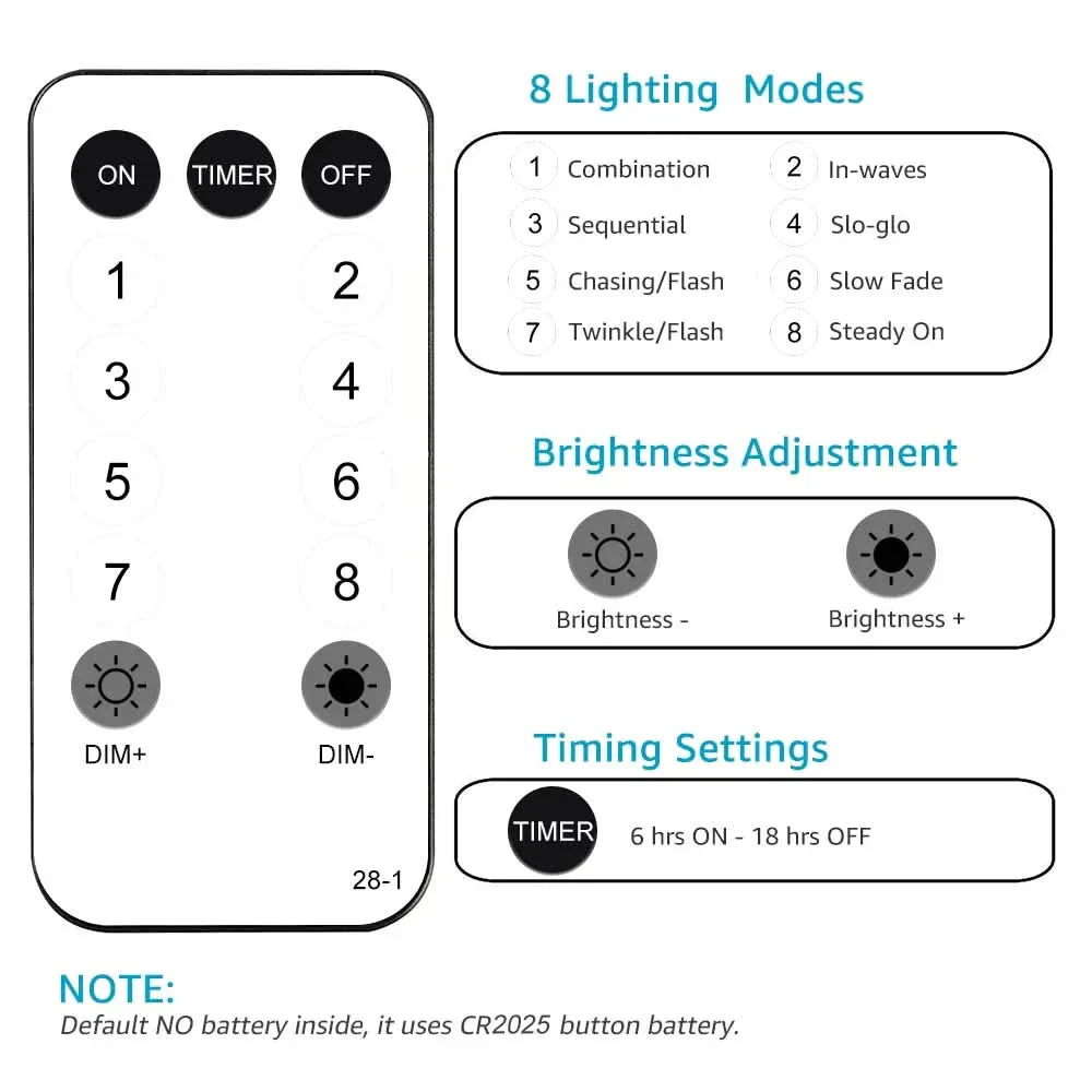 Luzes de Fada LED Impermeáveis ​​- Magia Natalina com Controle Remoto