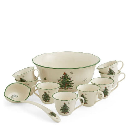 Kit 10 Peças de Porcelana - Estampa Árvore de Natal 
