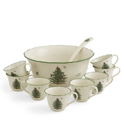 Kit 10 Peças de Porcelana - Estampa Árvore de Natal 