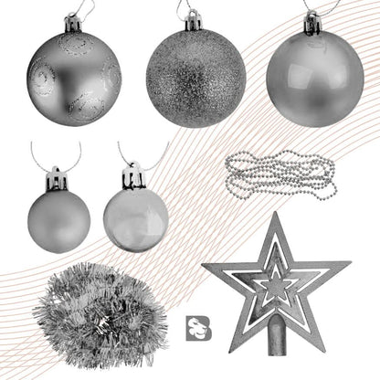 Kit 44 Enfeites Para Árvore de Natal Estrela Bolas Festão Cordão Pérolas Decoração Natalina