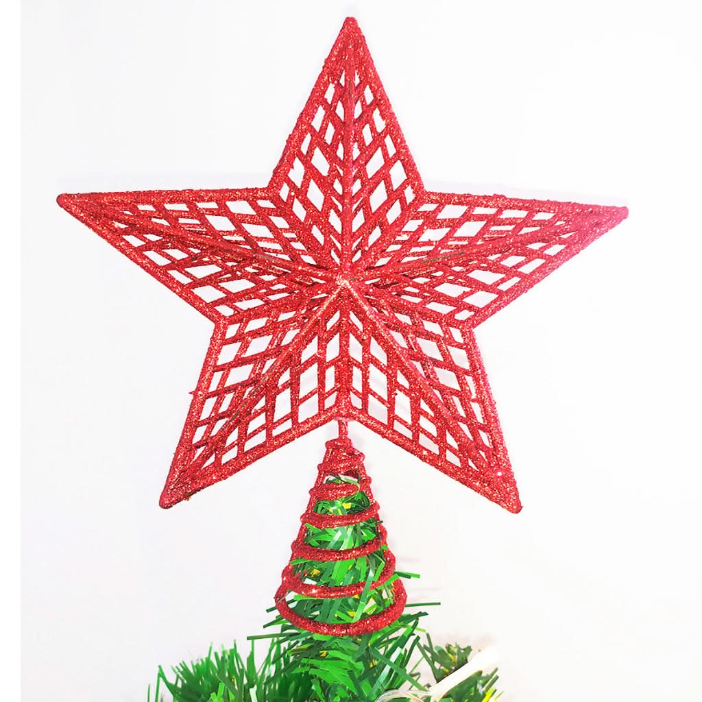 Estrela de Natal Ponteira Glitter Brilhante 20cm para Decoração de Árvore