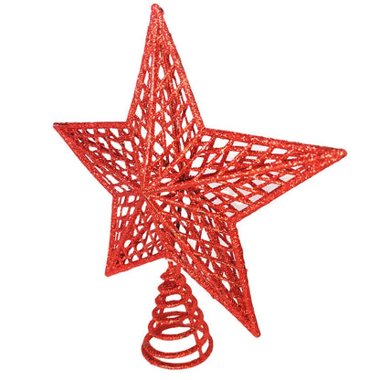 Estrela de Natal Ponteira Glitter Brilhante 20cm para Decoração de Árvore