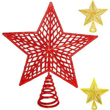 Estrela de Natal Ponteira Glitter Brilhante 20cm para Decoração de Árvore