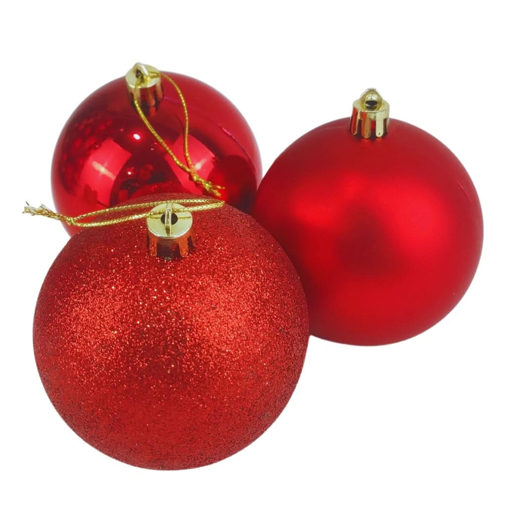 Kit 30 Bolas Enfeite de Natal Gliter Decoração Vermelho