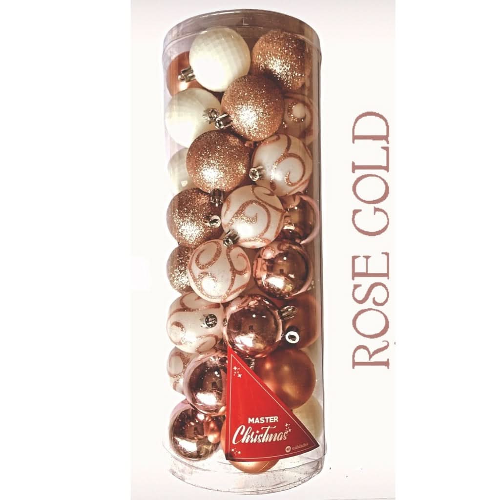 40 Bolas De Natal 5cm Sortidas Master Natal Vermelha/rosa