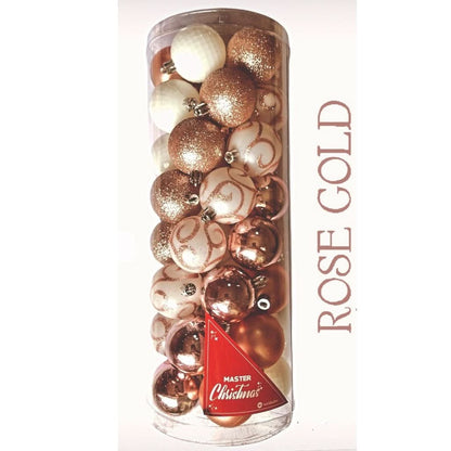 40 Bolas De Natal 5cm Sortidas Master Natal Vermelha/rosa