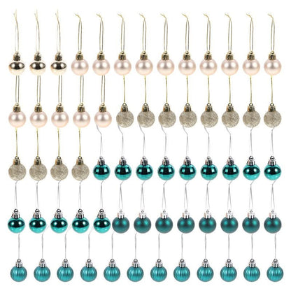 64 Peças Decoração De Natal Bolas Ouro Azul