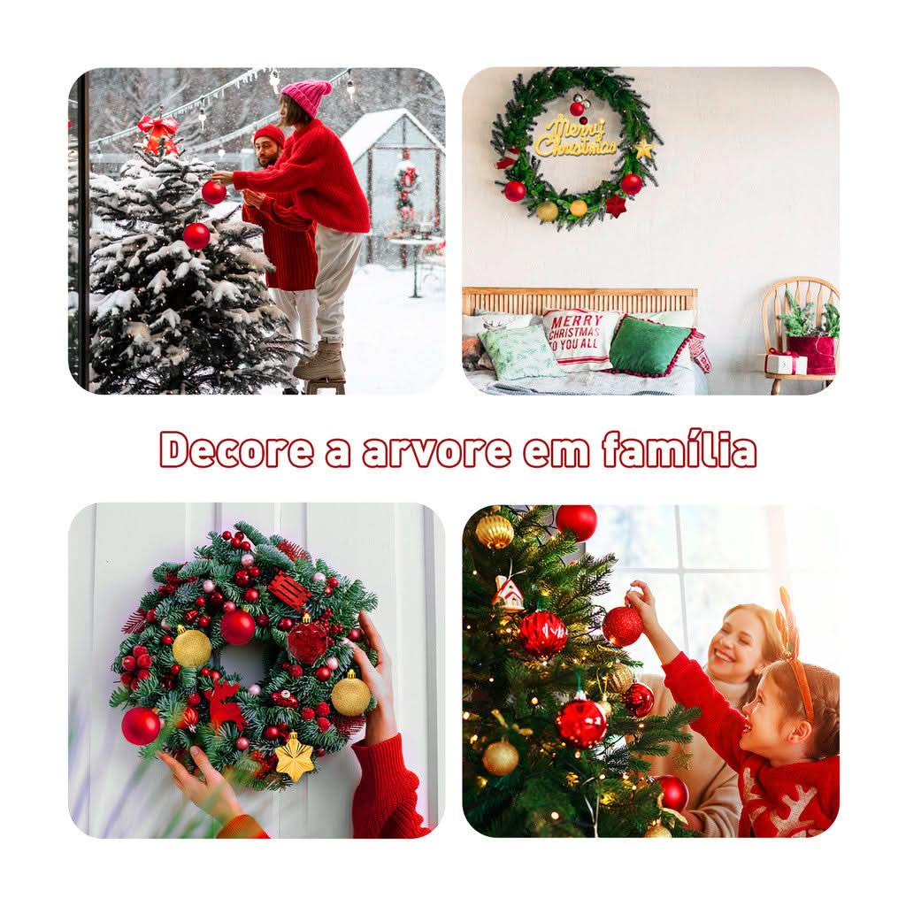 Kit 70 Bolas de decoração de natal árvore pendente bolinhas enfeites natalinos casa pisca pisca led