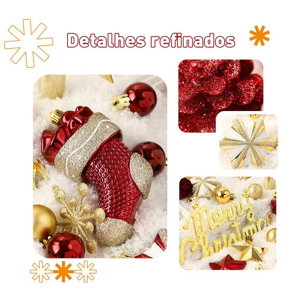 Kit 70 Bolas de decoração de natal árvore pendente bolinhas enfeites natalinos casa pisca pisca led