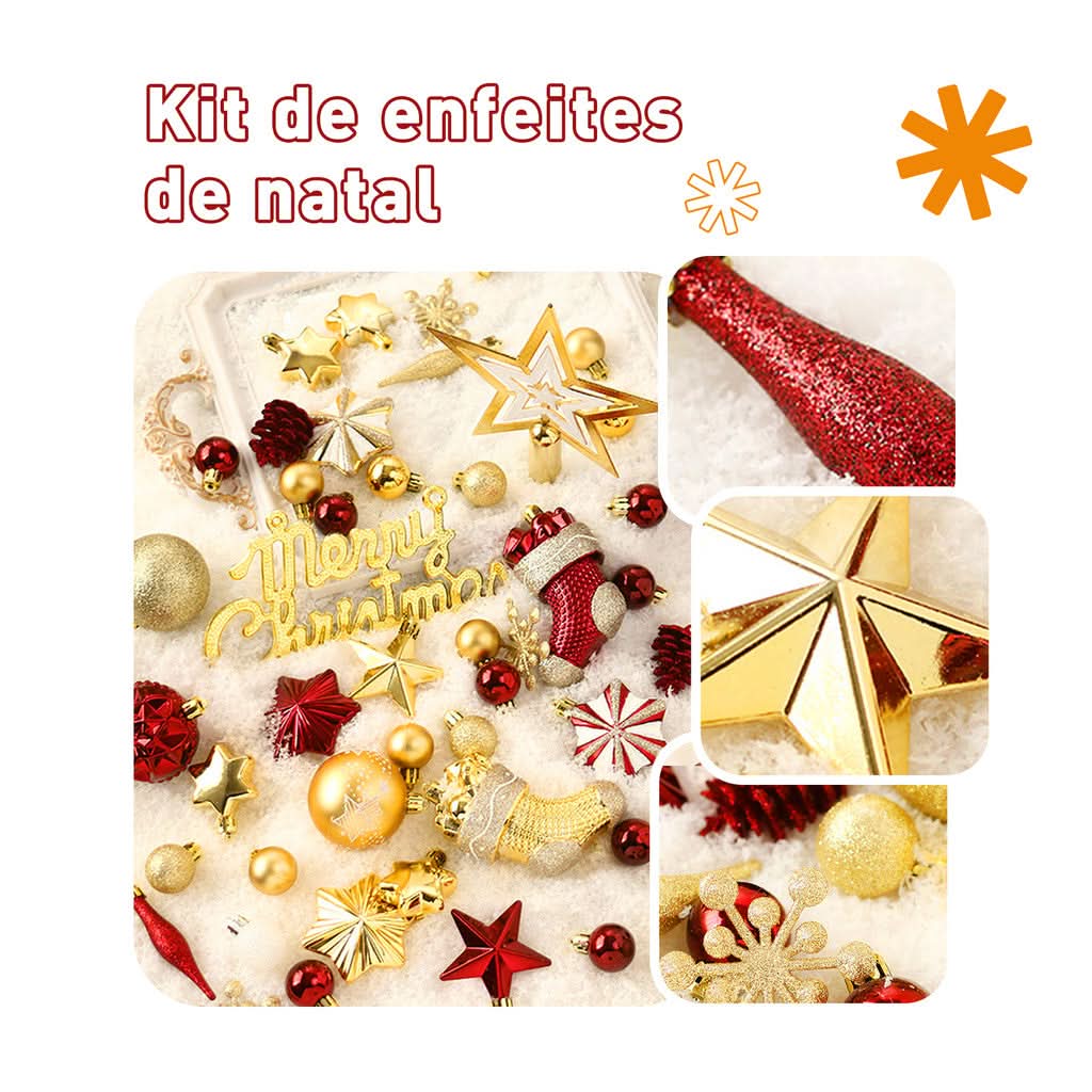 Kit 70 Bolas de decoração de natal árvore pendente bolinhas enfeites natalinos casa pisca pisca led