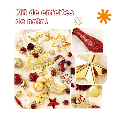 Kit 70 Bolas de decoração de natal árvore pendente bolinhas enfeites natalinos casa pisca pisca led